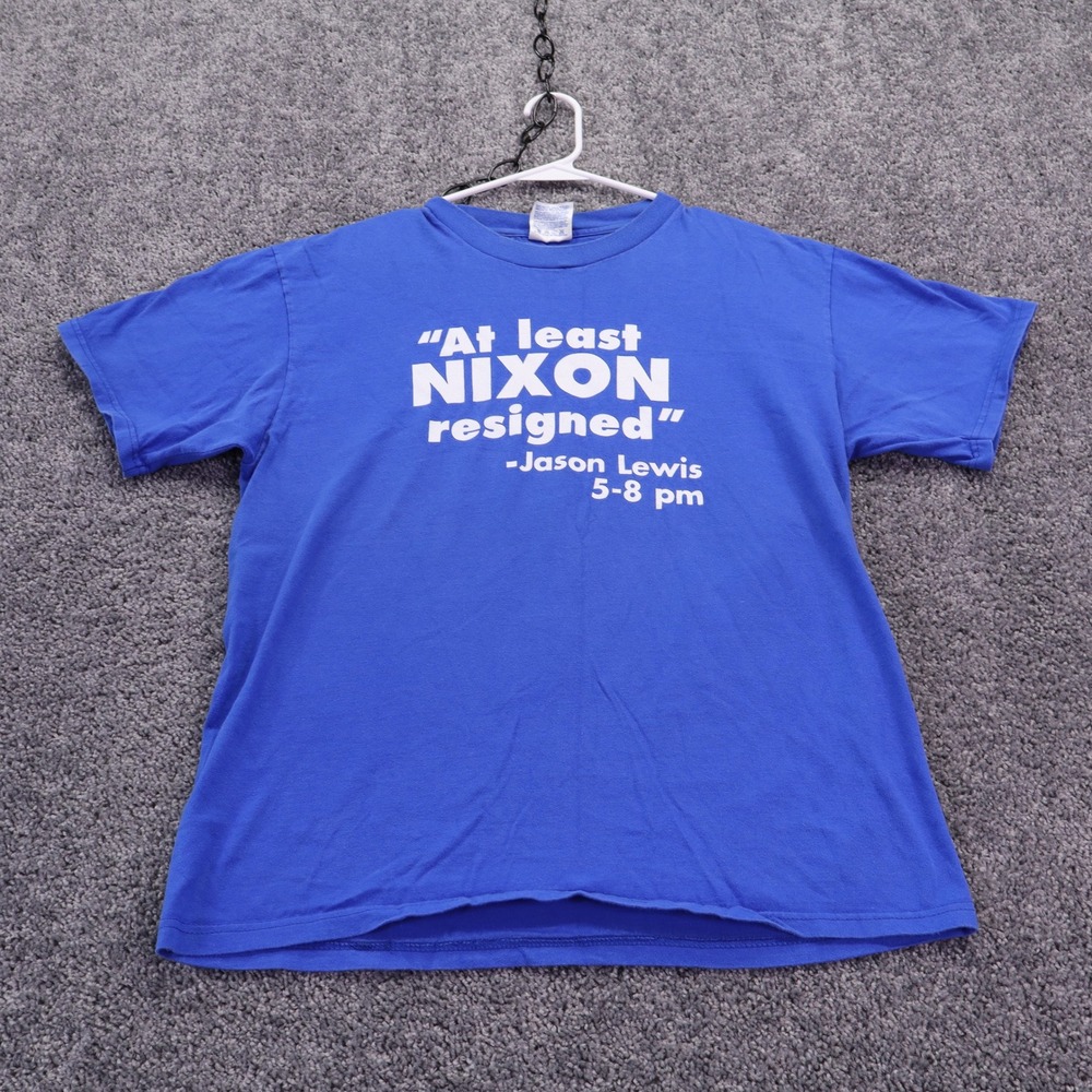 Hanes Beefy-T T Shirt Mens Large Blue At Least Nixon Resigned Jason Lewis KSTP